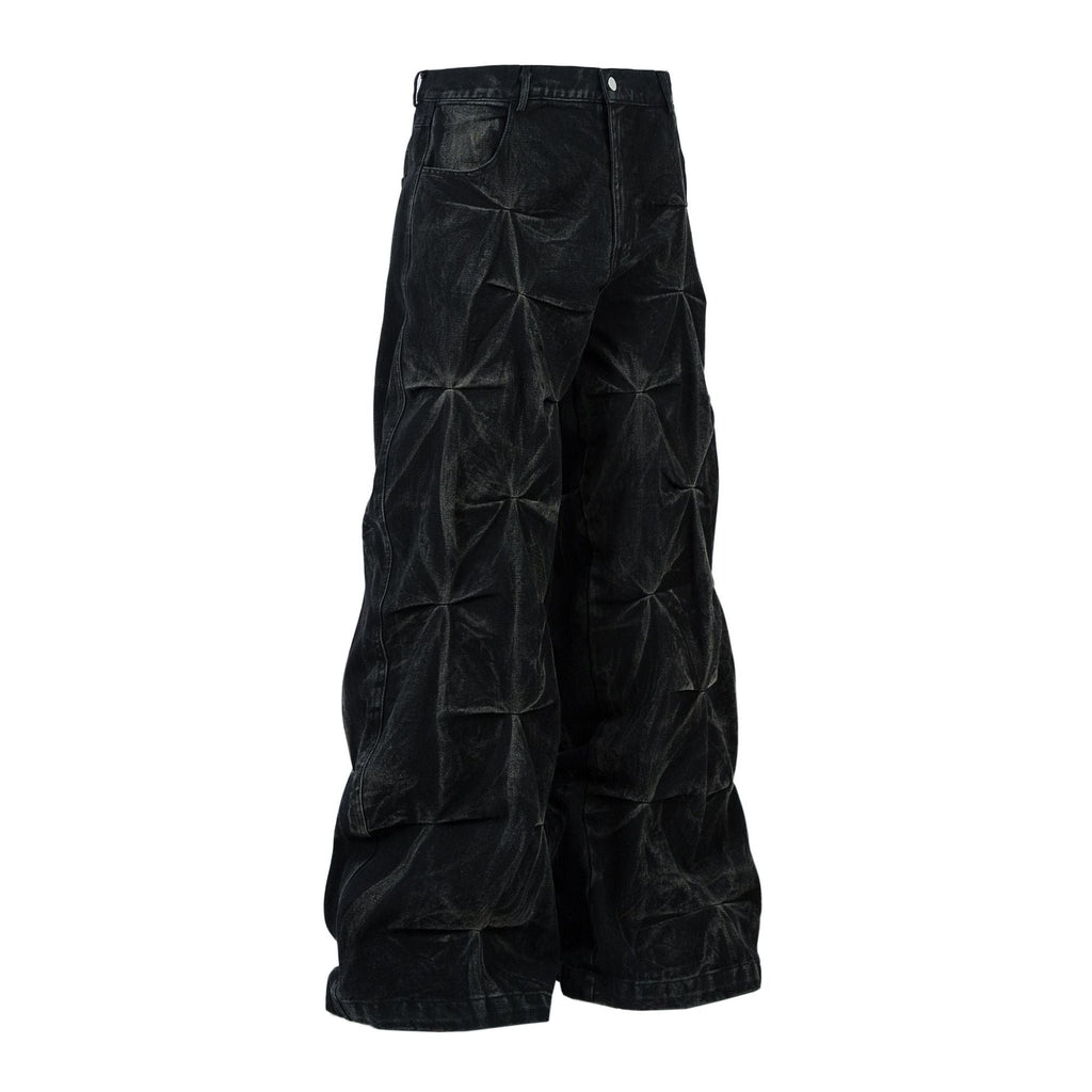 New Slimming Pleated Washed Jeans