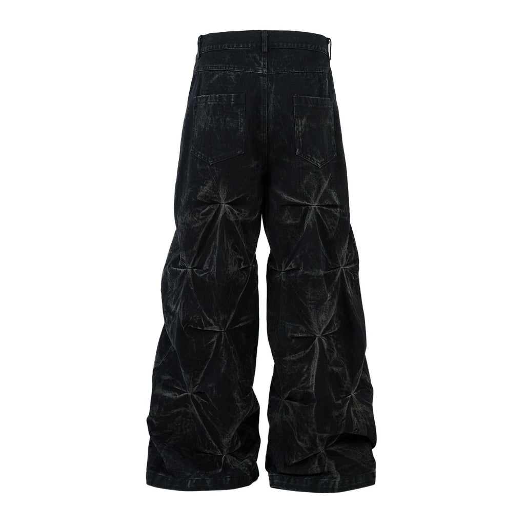 New Slimming Pleated Washed Jeans