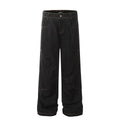 Fashion workwear jeans high street embroidery loose wide pants