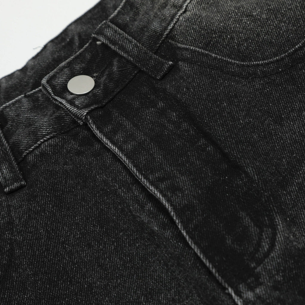 Fashion workwear jeans high street embroidery loose wide pants