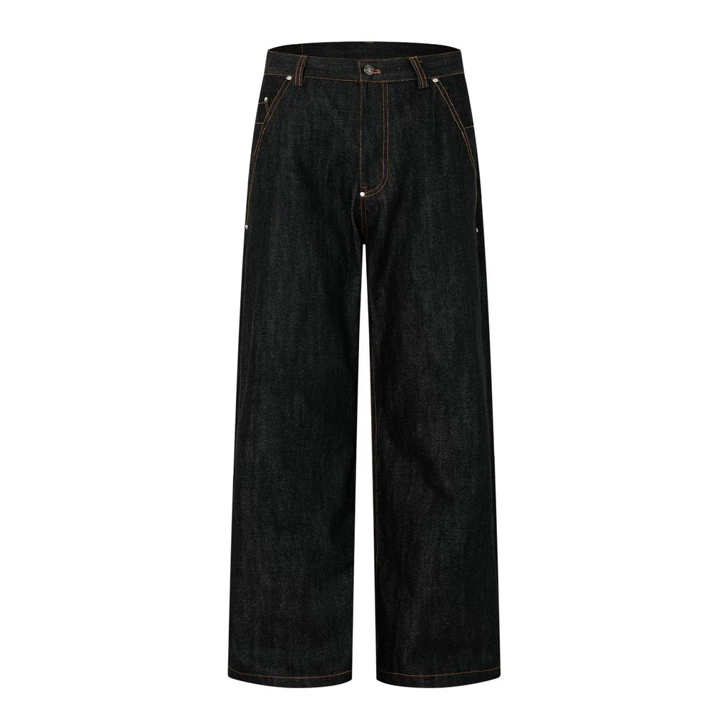 Fashion workwear jeans high street embroidery loose wide pants